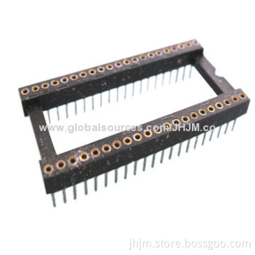 RoHS Compliant 1.778mm Pitch IC Socket, Open Frame Ladder Type with 20-64 Pins, Straight DIP Male